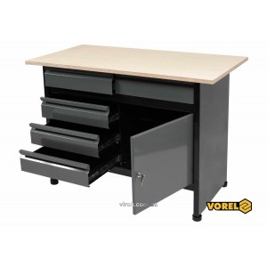 Стіл для майстерні VOREL : 1160 х 600 х 840 мм, 5 шухляд, з лакованої бляхи t= 0.8-1 мм [1]