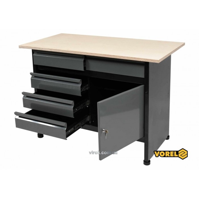 Стіл для майстерні VOREL : 1160 х 600 х 840 мм, 5 шухляд, з лакованої бляхи t= 0.8-1 мм [1]
