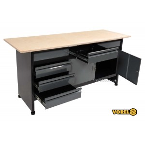 Стіл для майстерні VOREL : 1700 х 600 х 840 мм, 6 шухляд, з лакованої бляхи t= 0.8-1 мм [1]