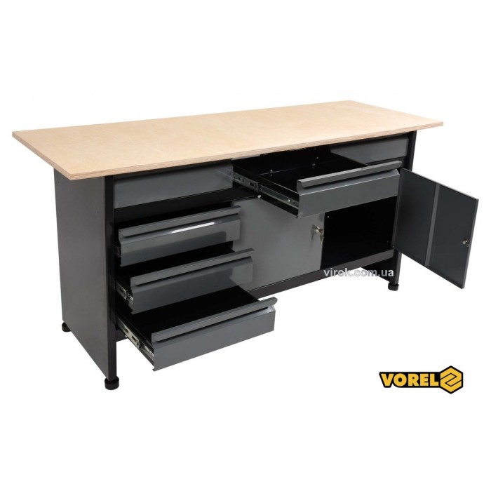 Стіл для майстерні VOREL : 1700 х 600 х 840 мм, 6 шухляд, з лакованої бляхи t= 0.8-1 мм [1]