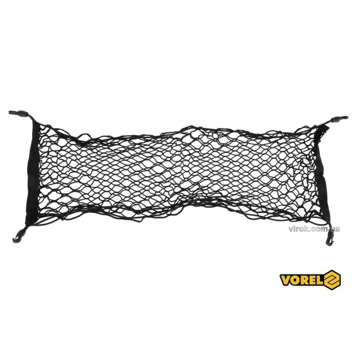 Сітка-органайзер до багажника авто VOREL з 4 гаками, поліпропілен, 90 х 30 см [50]