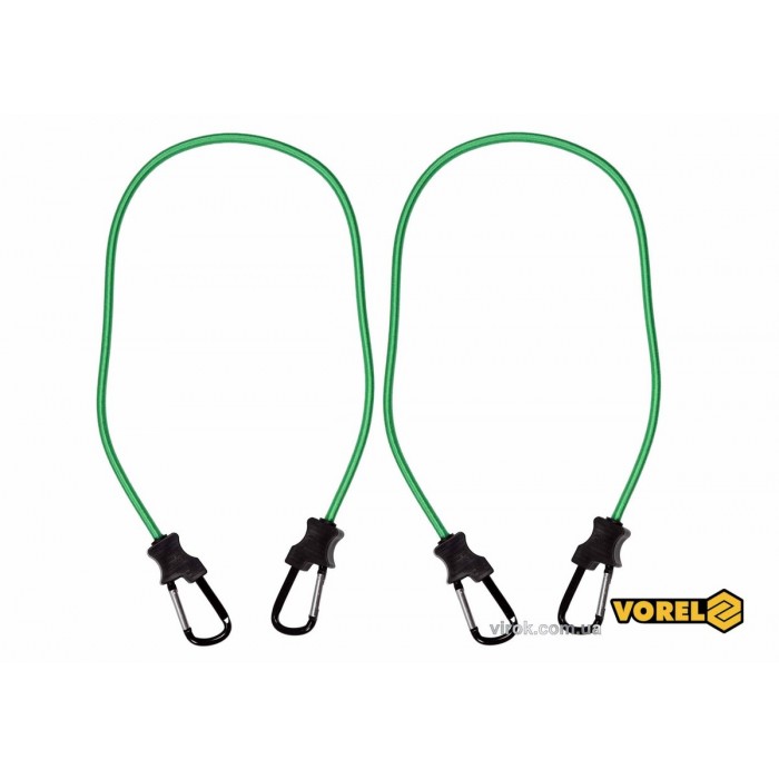Стяжки еластичні з карабінами VOREL : l= 100 см, Ø= 8 мм, 2 шт [30/90]