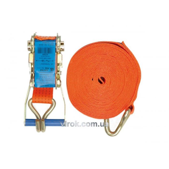 Пас для кріплення багажу з тріщаткою VOREL, + гачок 5т, 2000 daN, 50мм х 10м [5]