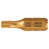 Насадка викруткова USH ISOTIN : TORX T10 x 25 мм. Torsion, титанове покриття. Уп. 10 шт.