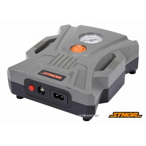 Компресор автомобільний STHOR : 12 В, 120 Вт, 25 л/хв, тиск- 1 МПа + шланг 46 см, 3 насадки(DW)