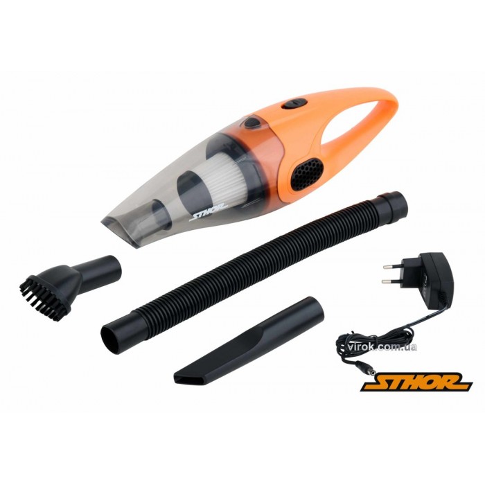 Порохотяг автомобільний акумул. STHOR: Li-Ion 7.4 В, 2АГод, 80Вт,роб.час-20хв, фільтр HEPA+сумка[20]