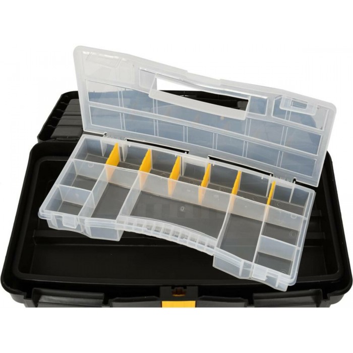 Ящик для інструментів на 2 колесах з ручкою пластиковий VOREL: 3 секції, 46х22х62/84 см, знімн орга