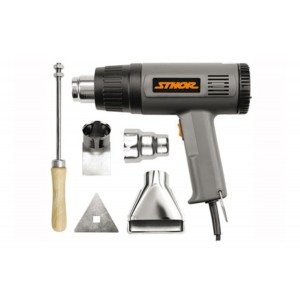 Фен технічний мережевий- 230 В STHOR: 1/1.5 кВт, 2 темпер. режими-300/ 500 °C, 4 сопла і скребок [5]