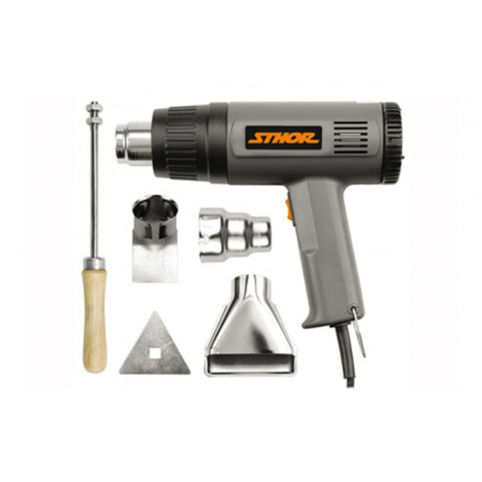 Фен технічний мережевий- 230 В STHOR: 1/1.5 кВт, 2 темпер. режими-300/ 500 °C, 4 сопла і скребок [5]