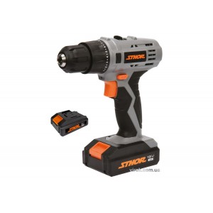 Шуруповерт акумуляторний STHOR : 18V Li-Ion. 2 акум. 1,3 АхГод, КМ- 22 Nm, патрон Ø≤10 мм [5/90]
