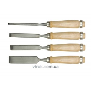 Стамески VOREL з дерев'яною ручкою : (набір) 4 шт. [10/40]