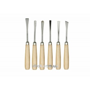 Стамески фігурні VOREL з дерев. ручкою, (набір) 6 шт. [15/60]