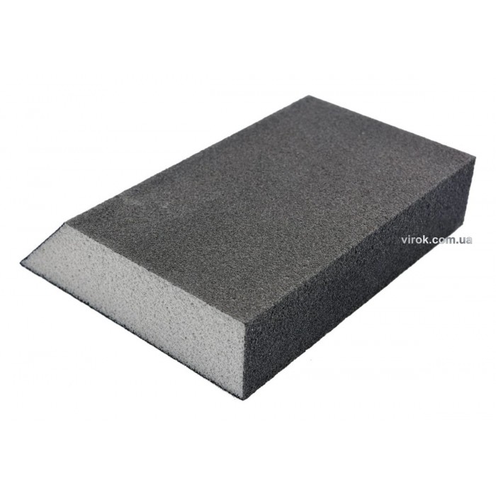 Губка шліфувальна трапецевидна VOREL : Р100, 125х 90х65 мм, h= 25 мм 4-стороння [100]