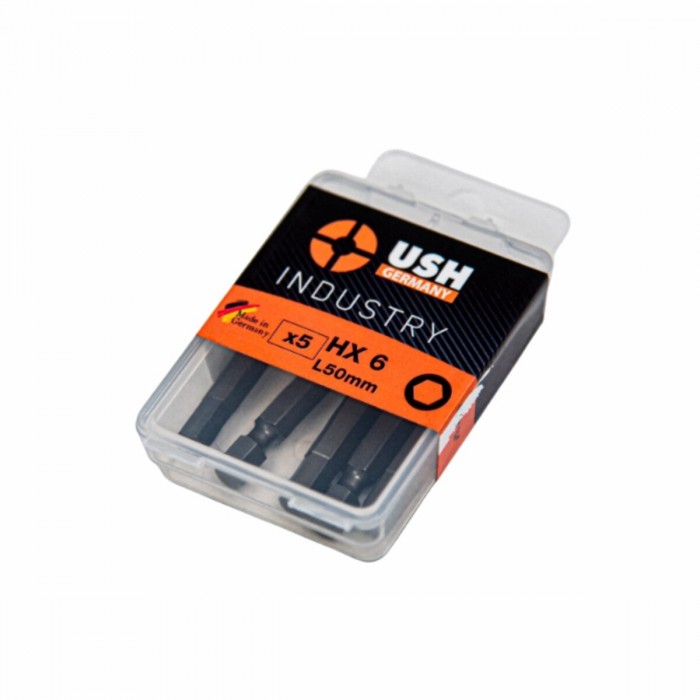 Насадка викруткова USH Industry з кулястим наконечником подовжена: HEX 6 x 50 мм, Уп. 5 шт.