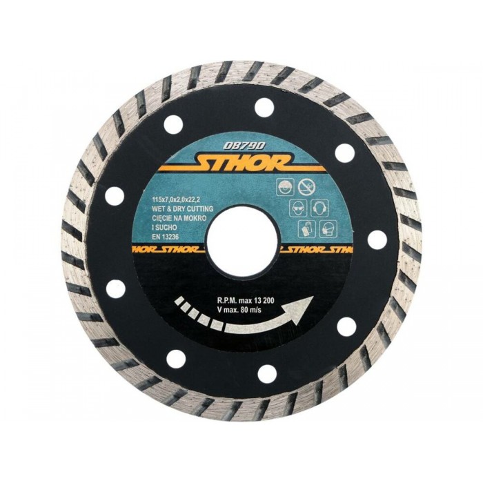 Диск відрізний алмазний TURBO STHOR : Ø= 115 мм, t-2,0 х h- 7 мм по кам, бетоні, кераміці [20]