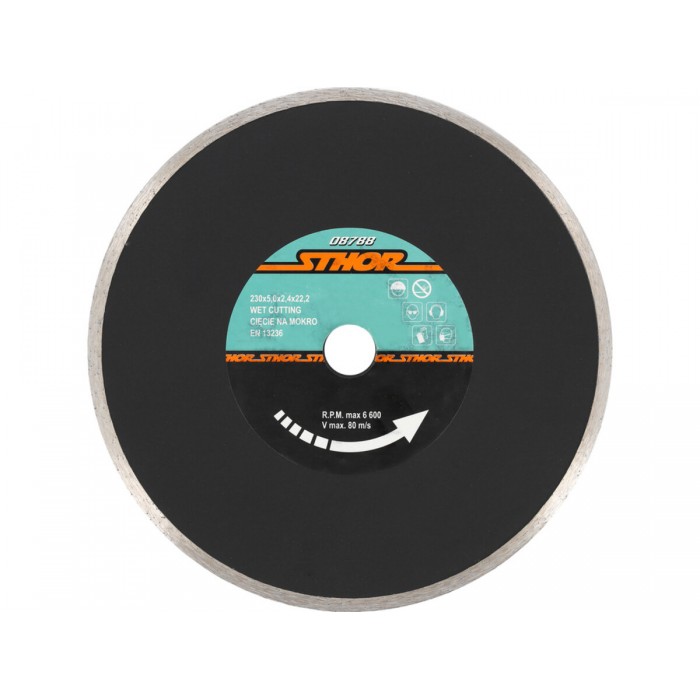 Диск відрізний алмазний суцільний STHOR : Ø=230 мм, t-2,4 х h- 5 мм по кам, бетоні, кераміці(DW)