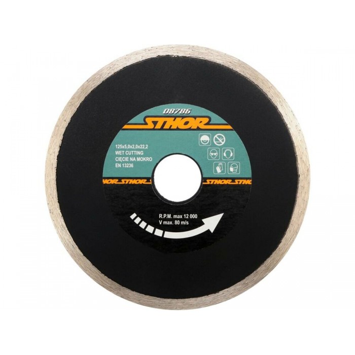 Диск відрізний алмазний суцільний STHOR : Ø= 125 мм, t-2.0 х h- 5 мм по кам, бетоні, кераміці [20]