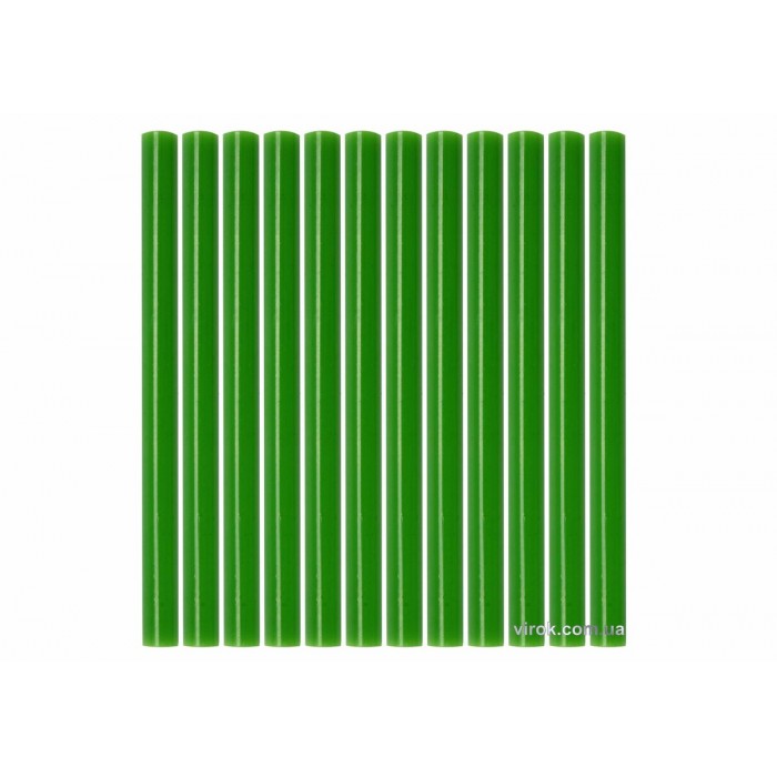 Стержні клейові YATO зелені : Ø=7,2 мм, L=100 мм, уп. 12 шт. [50]