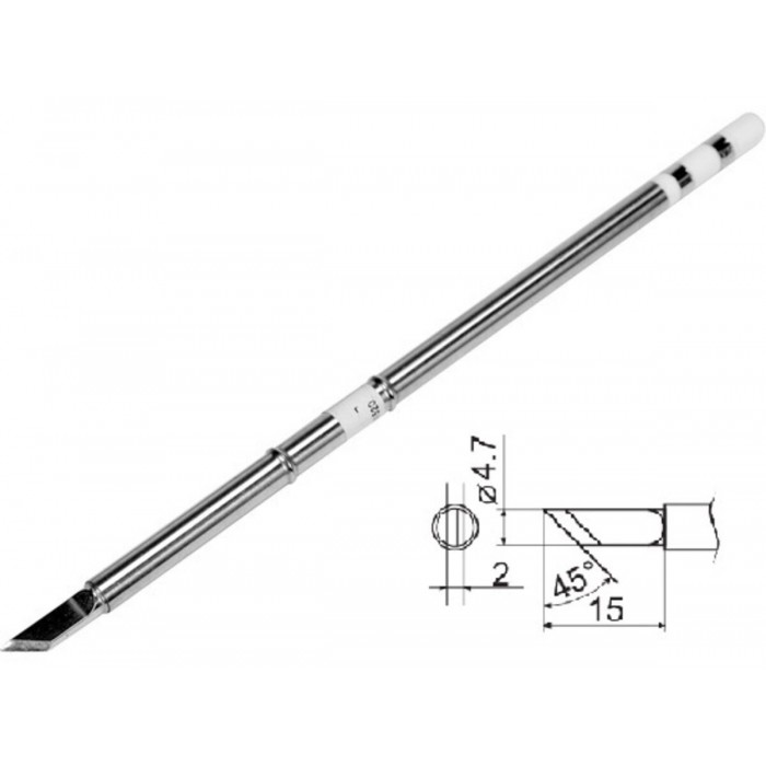 Наконечник для точкової пайки з вклад. грілкою YATO заг. l= 153мм, наконечник 15х4,7х2 мм, тип T12-K