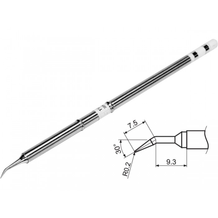 Наконечник для точкової пайки з вклад грілкою YATO заг. l= 155мм, наконеч 7,5+9,3х0,2 мм, тип T12-JL