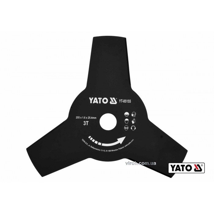 Ніж до газонокоси YATO : Ø= 255 x 25.4 мм YT-85001, YT-85003 [25/50]