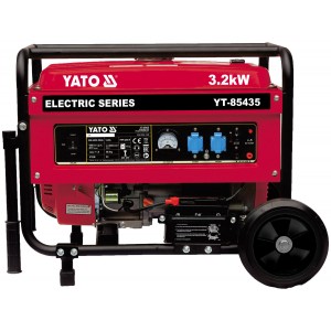 Генератор струму бензиновий YATO: P= 3.2 кВт, U= 230V AC і 12V DC, витрата- 1.45 л/г, бак- 15 л