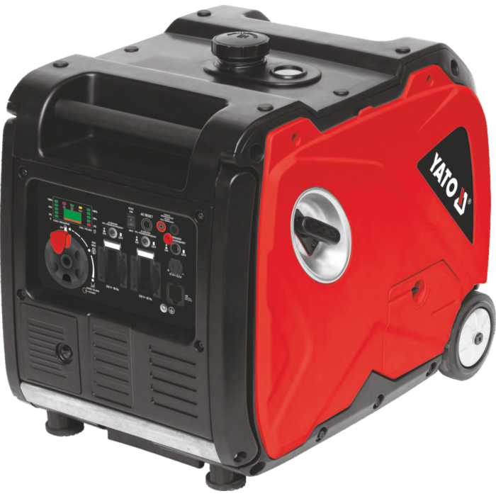 Генератор струму бензиновий інверторний YATO: P= 3.8 кВт, U= 230 В (AC) і 12 В 8,3А (DC), бак- 8.5 л