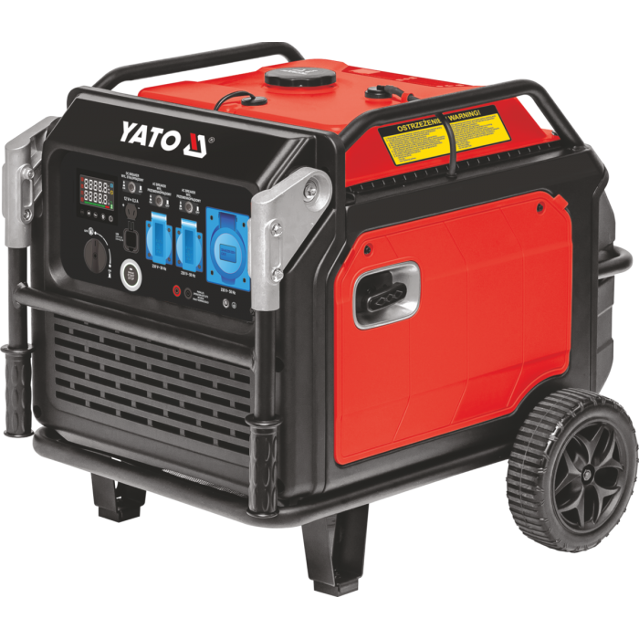 Генератор струму бензиновий інверторний YATO: P= 5 кВт, U= 230 В (AC) і 12 В 8,3А (DC), бак- 22,4 л