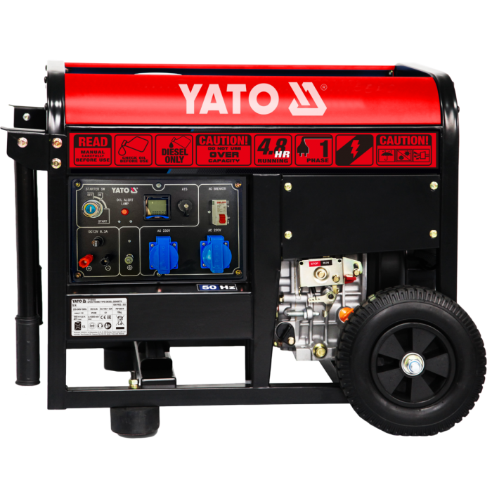Генератор струму дизельий YATO: P= 6,5 кВт, U= 230 V AC, стартер пуск 24 В