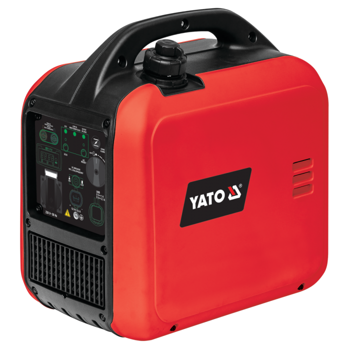 Генератор струму бензиновий інверторний YATO: P= 1.9 кВт, U= 230 В (AC) і 12 В 8,3А (DC), бак- 4 л