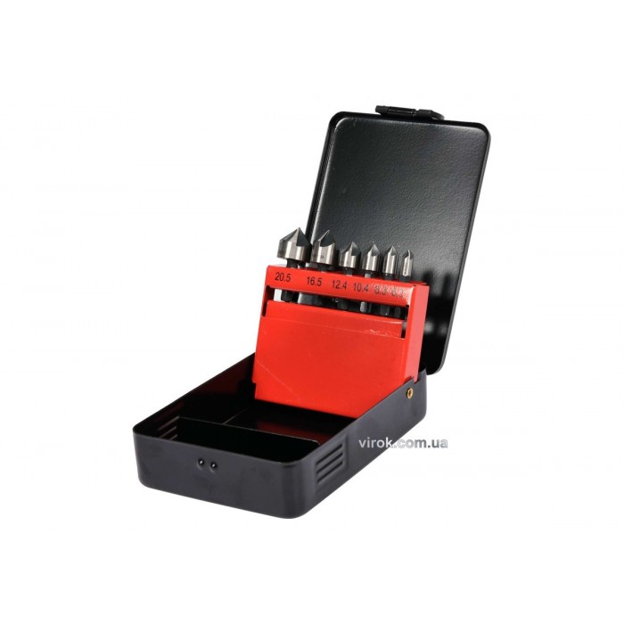 Набір зенкерів конічних по металу YATO: HSS, Ø=6.3-20.5 мм, l=40/45 мм, 5 пругів, HEX-1/4", 6шт [20]