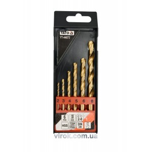 Свердла по металу титанові YATO : HSS-TiN Ø= 2-8 мм. (Набір/6 Шт.) [50/100]