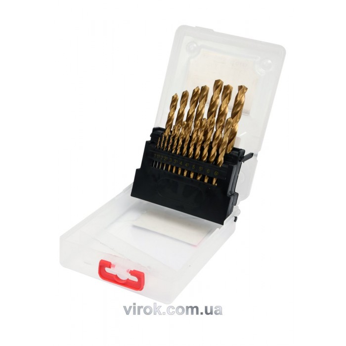 Свердла по металу титанові YATO : HSS-TiN Ø= 1-10 мм. (Набір/19 Шт.) [6/30]