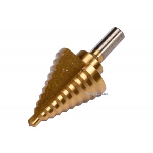 Свердло конічне ступінчасте титанове по металу YATO : Ø= 6-35 мм, HSS 4241, L= 75/45 мм [10/80]