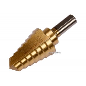 Свердло конічне ступінчасте титанове по металу YATO : Ø= 14-26 мм, HSS 4241, L= 70/40 мм [100]