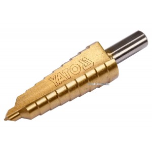 Свердло конічне ступінчасте титанове по металу YATO : Ø= 6-20 мм, HSS 4241, L= 75/55 мм [20/200]
