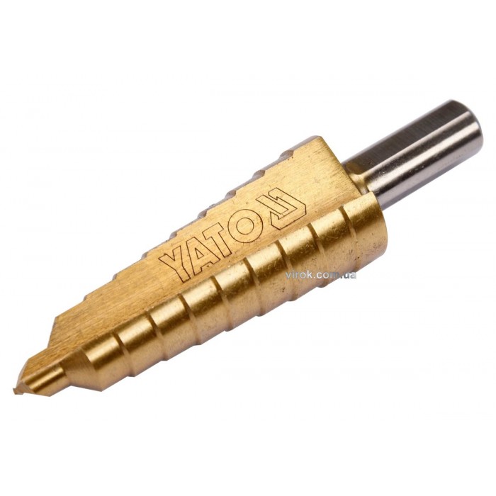 Свердло конічне ступінчасте титанове по металу YATO : Ø= 6-20 мм, HSS 4241, L= 75/55 мм [20/200]