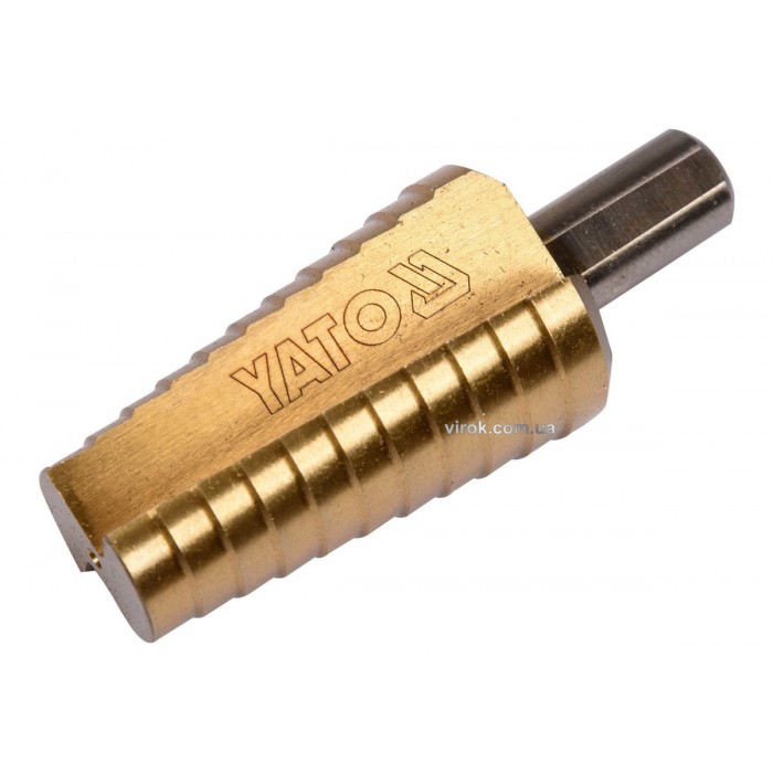 Свердло конічне ступінчасте титанове по металу YATO : Ø= 20-30 мм, HSS 4241, L= 75/54 мм [12/96]