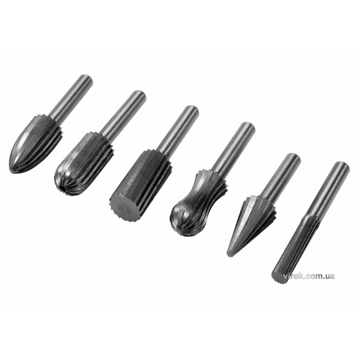 Набір фрез різної форми по металу YATO, для дрилі, з шпінделем Ø= 6 мм, 6 шт.[12/48]