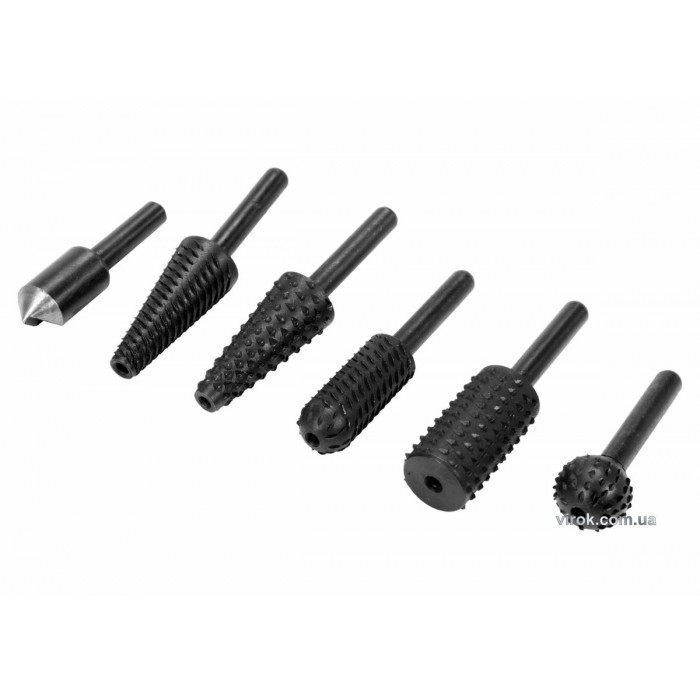 Набір фрез різної форми по металу і дереву YATO, для дрилі, з шпінделем Ø= 6 мм, 6 шт. [10/60]