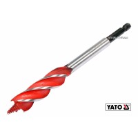 Свердло по дереву YATO : Ø= 18 мм, L= 165 мм, HRC 40-45 з 4 пругами, HEX- 1/4" [75/150]