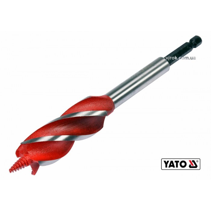 Свердло по дереву YATO : Ø= 22 мм, L= 165 мм, HRC 40-45 з 4 пругами, HEX- 1/4" [50/100]