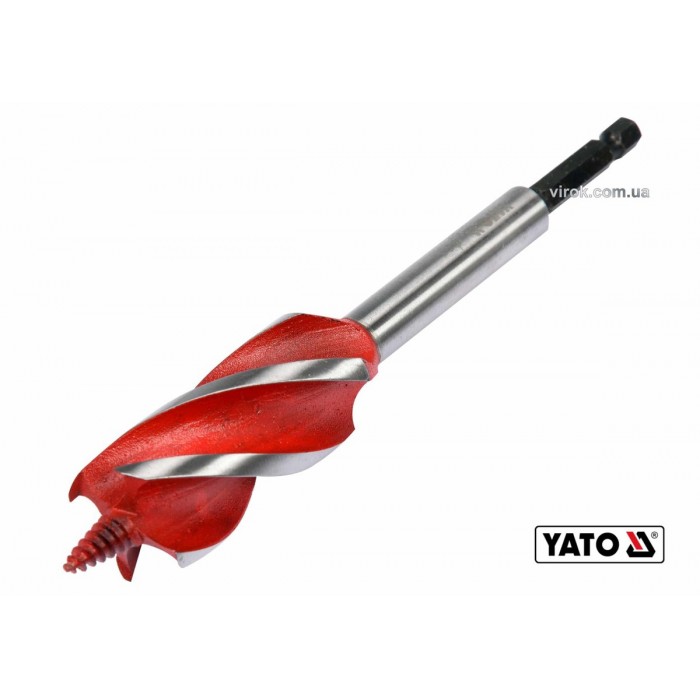 Свердло по дереву YATO : Ø= 25 мм, L= 165 мм, HRC 40-45 з 4 пругами, HEX- 1/4" [50/100]