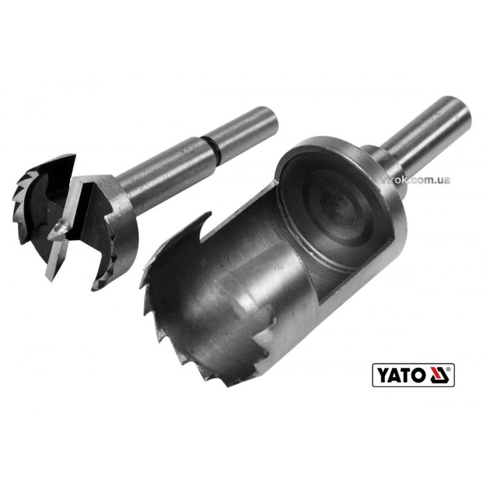 Свердла по дереву: коронка і фреза YATO : Ø=35 мм, l=110/90 мм- коронка/фреза, 2 шт [10/60]