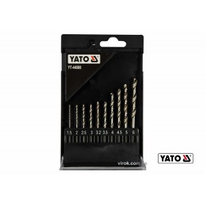 Набір свердл по металу YATO: HSS6542, Ø=1.5-6мм,HEX-1/4",для нерж.,конструкт.сталі, 10 шт в футлярі