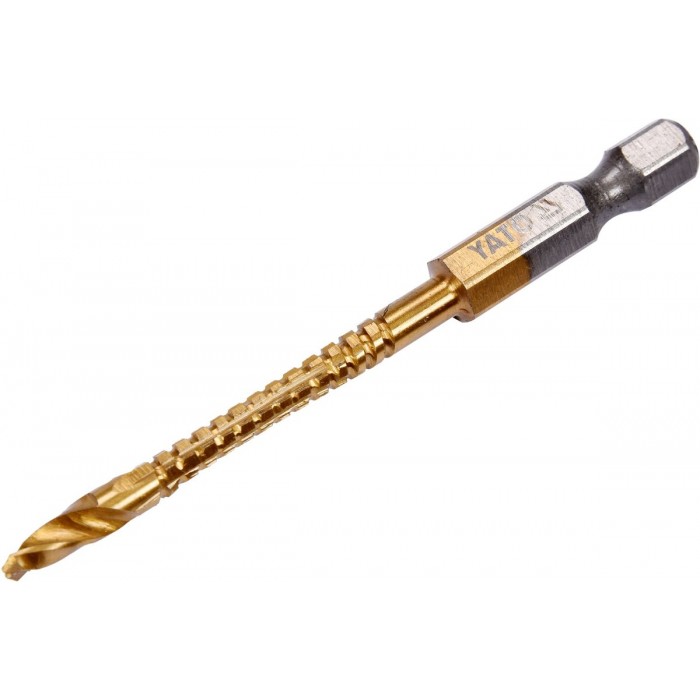 Свердло фрезерувальне по металу YATO : HSS-TIN, Ø= 4 мм, l= 78 мм, HEX - 1/4" [100/300]