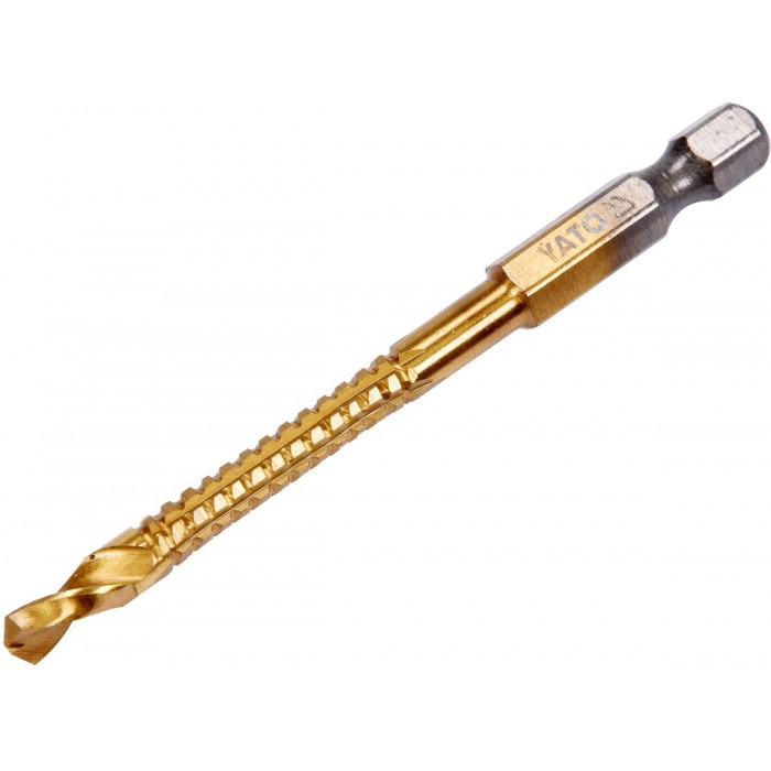 Свердло фрезерувальне по металу YATO : HSS-TIN, Ø= 5 мм, l= 81 мм, HEX - 1/4" [100/400]