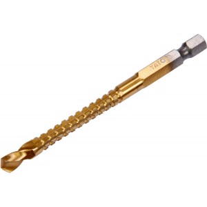 Свердло фрезерувальне по металу YATO : HSS-TIN, Ø= 6 мм, l= 89 мм, HEX - 1/4" [100/400]