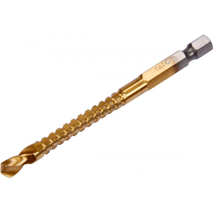 Свердло фрезерувальне по металу YATO : HSS-TIN, Ø= 6 мм, l= 89 мм, HEX - 1/4" [100/400]