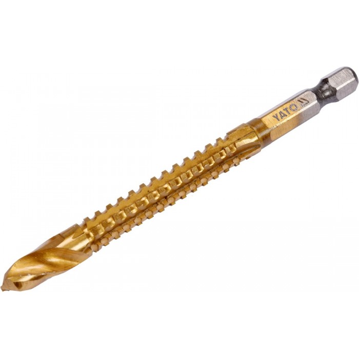 Свердло фрезерувальне по металу YATO : HSS-TIN, Ø= 7 мм, l= 92 мм, HEX - 1/4"(DW)